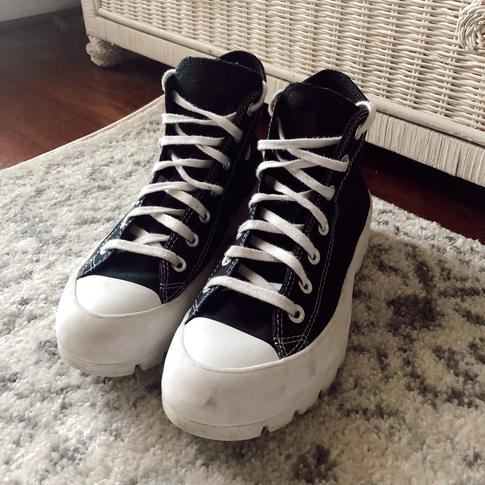 Black platform high top Converse